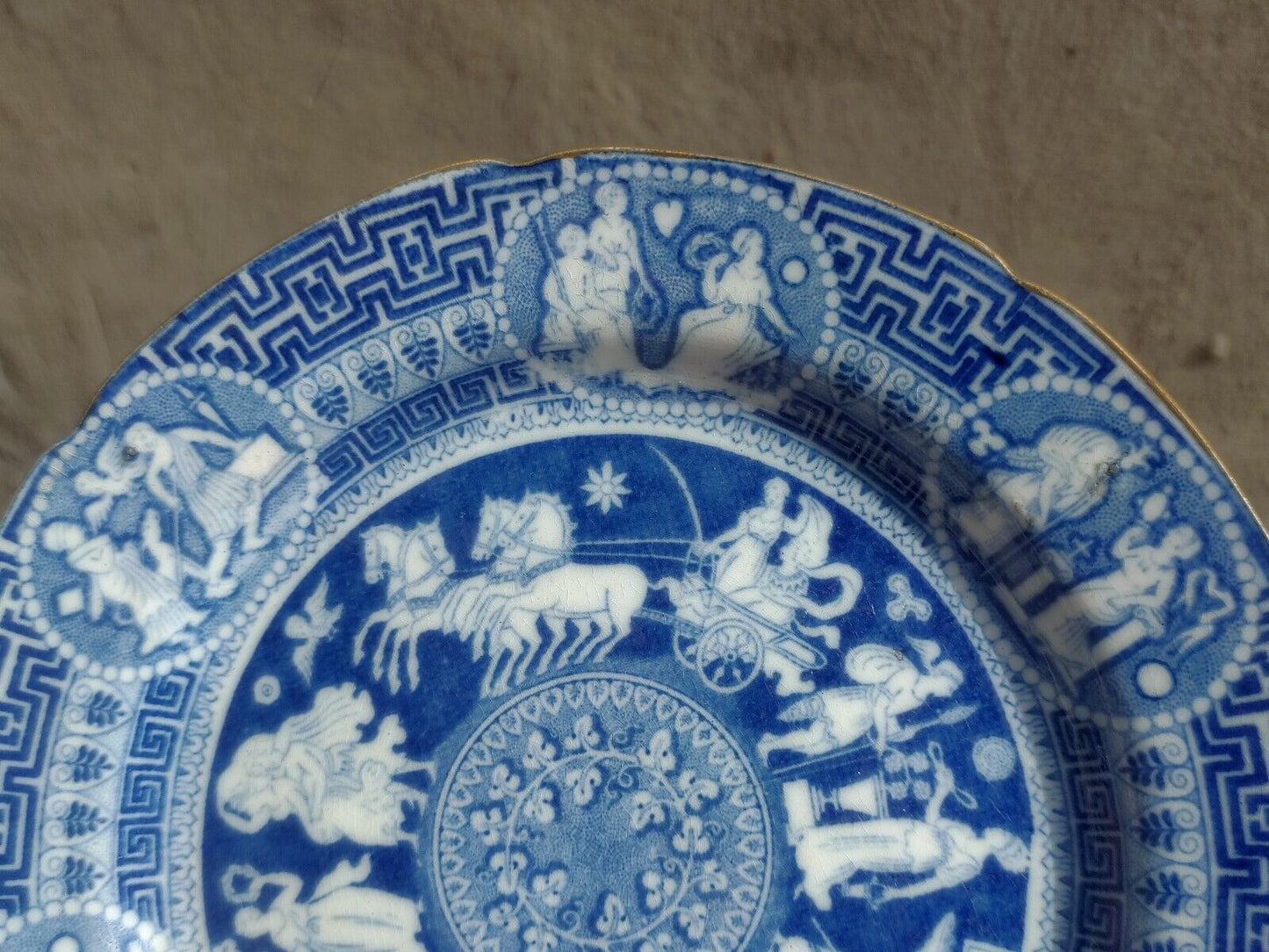 Early 19th Century English Herculaneum Greek Neoclassical Antique Pottery Plate - Tommy's Treasure