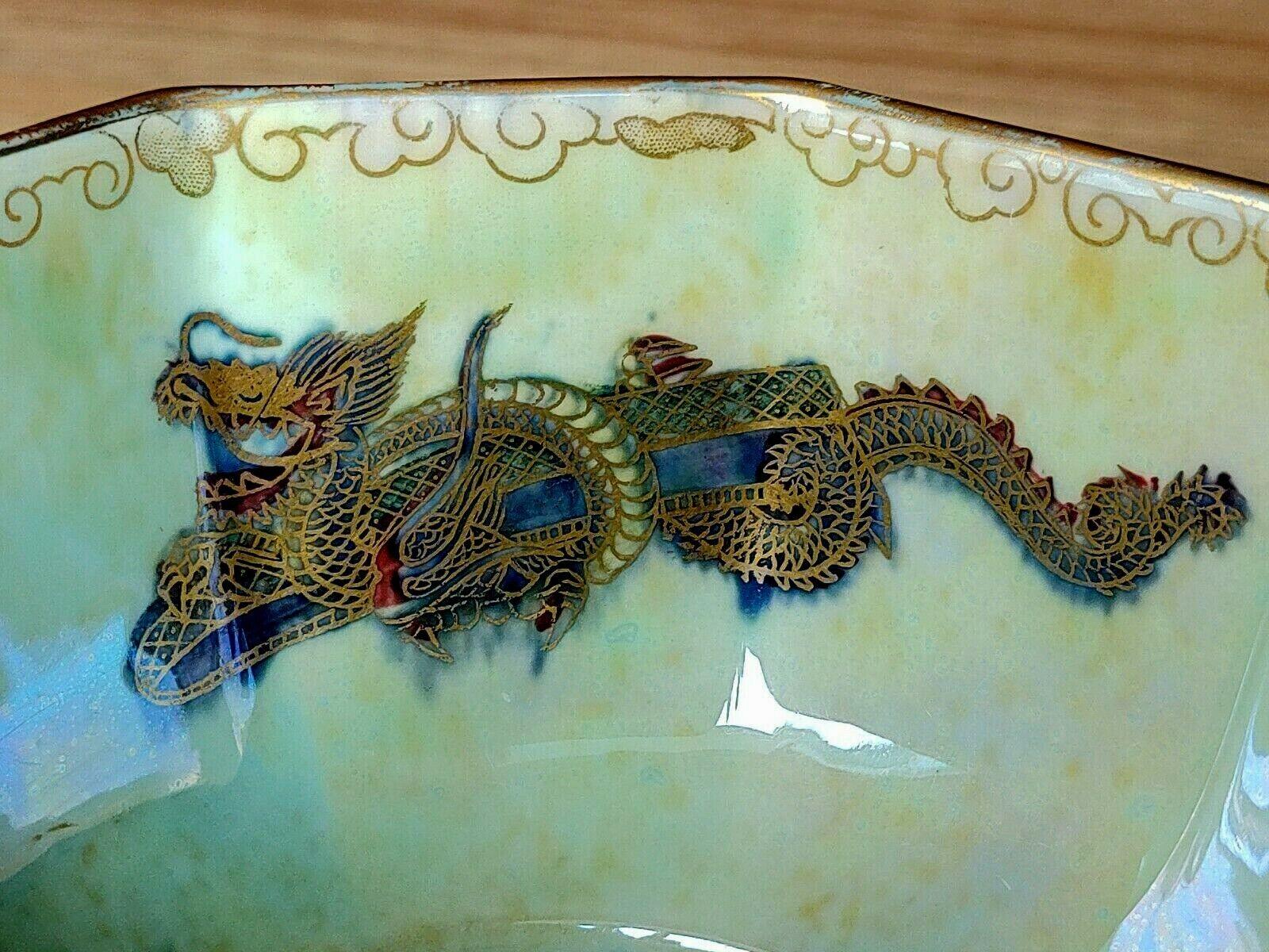 c.1920s Wedgwood Fairyland Lustre Gilt Celestial Dragons Octagonal Bowl - Tommy's Treasure