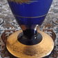 Bohemian Czech Enamelled Japanese Pagoda Gilt Cobalt Blue Glass Vase 32cm - Tommy's Treasure