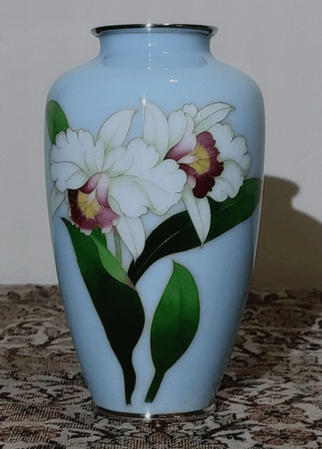 Japanese Showa Period Sato Cloisonne Blue Enamel Vase Mid 20th Century - 18.5 cm - Tommy's Treasure