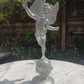 Vintage Silvered Bronze Winged Cherub with Torch on Celestial Globe Statue 17.5" - Tommy's Treasure