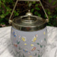 c.1890 Hand Enamelled Milk Glass Silver Plated Biscuit Barrel Cookie Jar - Tommy's Treasure