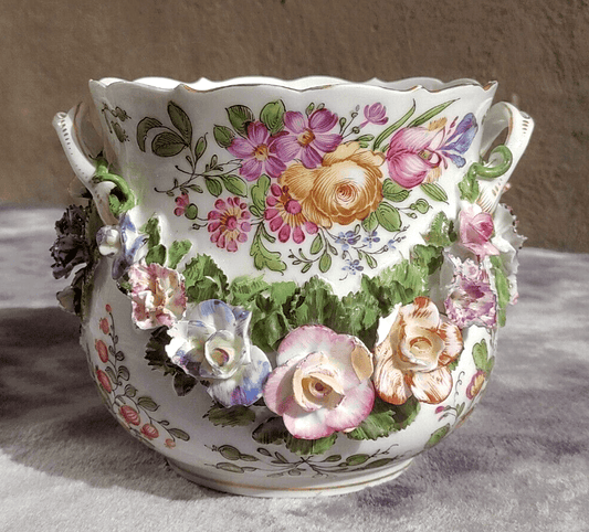 19th Century Meissen Germany Porcelain Ceramic Antique Cooler Cachepot Planter - Tommy's Treasure