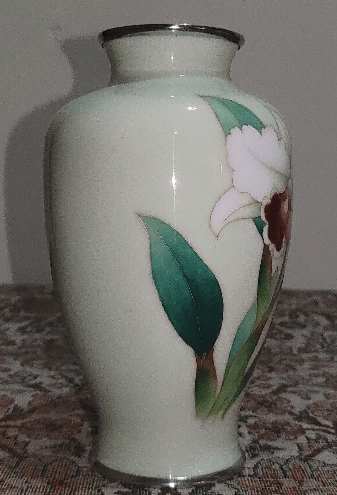 Japanese Ando Showa Sato Cloisonne Green Enamel Vase Mid 20th Century - 19 cm - Tommy's Treasure